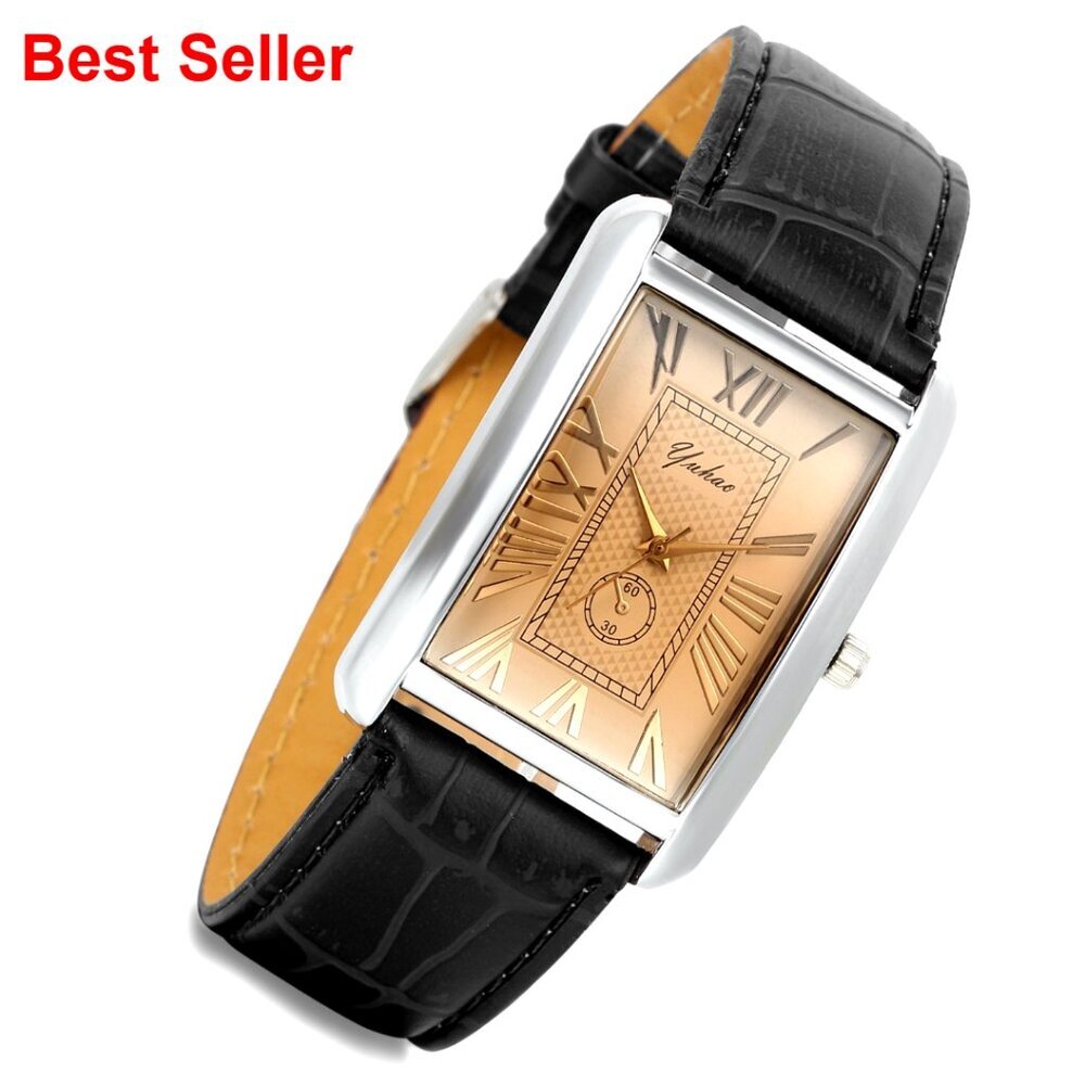 Silver Tone Case Crocodile Pattern Brown Leather Dress Watch